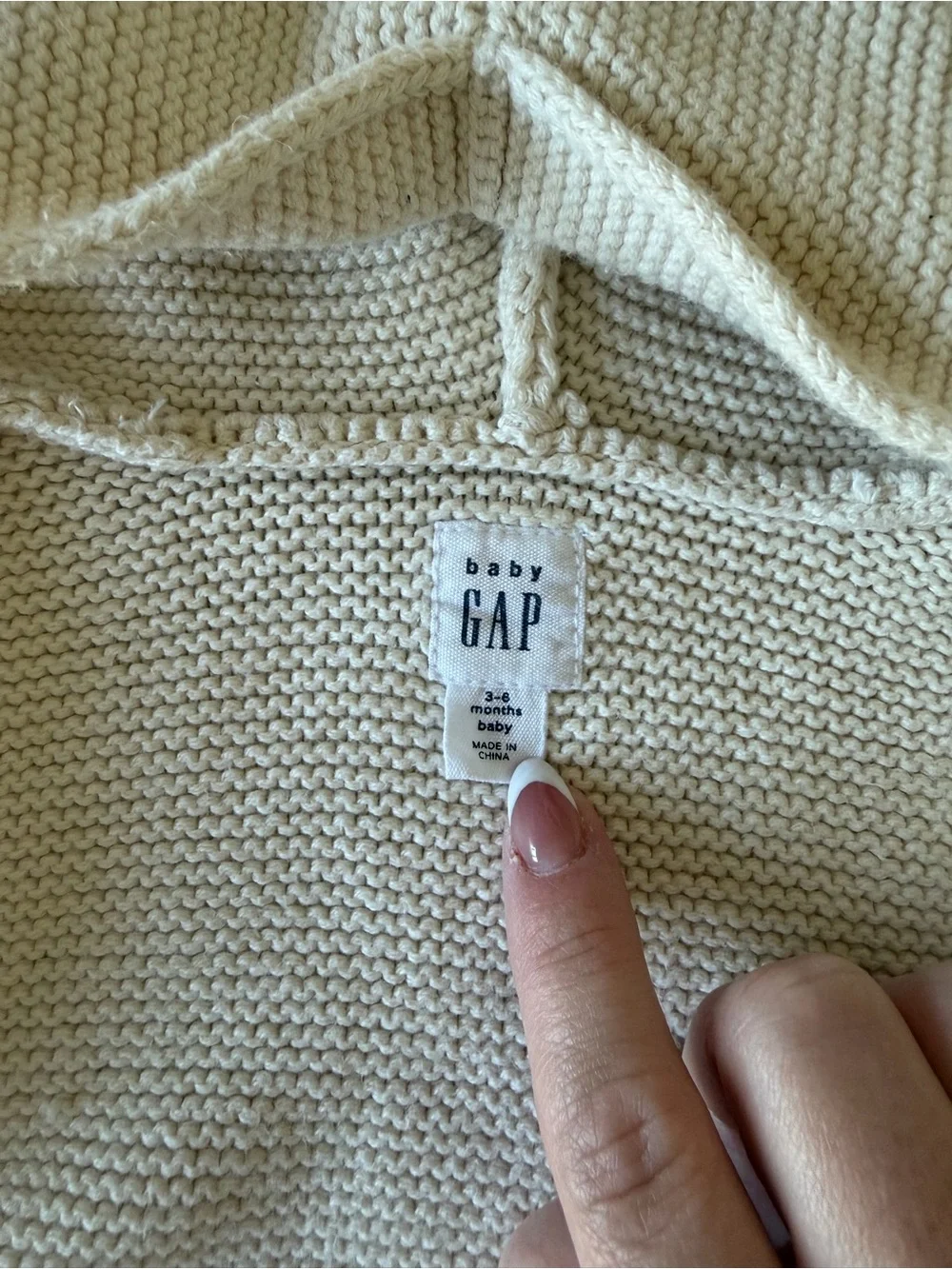 babyGAP 6-9 MONTHS Cream Hooded Knit Baby Cardigan with Bear Ears